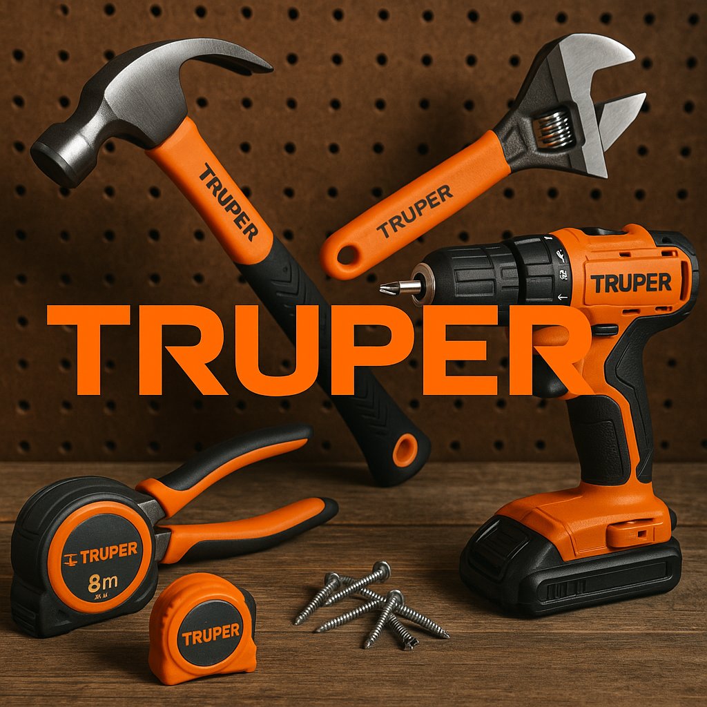 logo de Truper con herramientas de trabajo