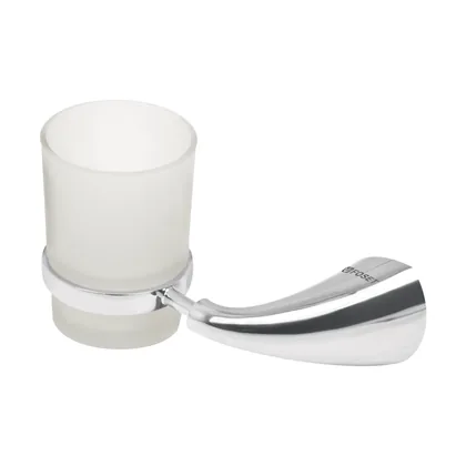 Portavaso cepillero metálico con vaso de vidrio, FOSET AERO