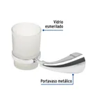 Portavaso cepillero metálico con vaso de vidrio, FOSET AERO 2