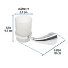 Portavaso cepillero metálico con vaso de vidrio, FOSET AERO 3