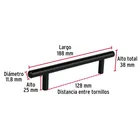 Jaladera de acero, 128mm, línea Cilindro, negro, HERMEX 3
