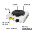 Parrilla eléctrica 1 quemador de disco, blanca, VOLTECK 2