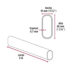Tubo ovalado para clóset, 3.0 m, acero cromado, HERMEX 3