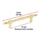 Jaladera metálica de 76mm estilo 'Colonial', latón brillante 2