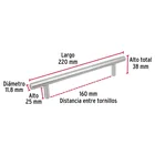 Jaladera de acero, 160mm, línea Cilindro, níquel, HERMEX 3