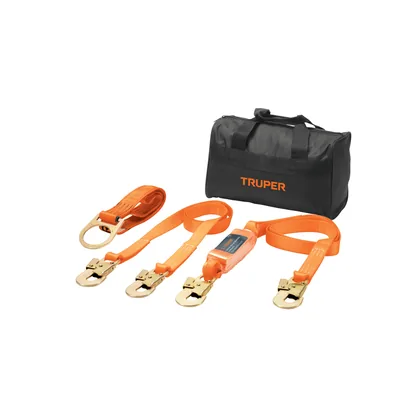 Kit contra caídas con arnés de tres anillos, TRUPER