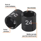 Dado de impacto de 24 mm, 6 puntas, cuadro 1/2', TRUPER 2