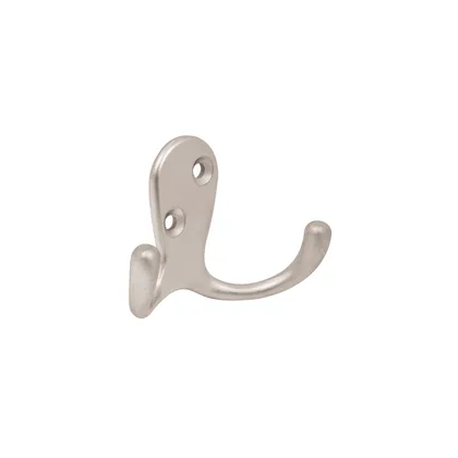 Gancho doble tipo perchero, 7 cm, níquel satinado, HERMEX