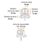 Trole de carga 1/2 ton para vigas IPS e IPR, ajustable 4