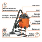 Aspiradora de sólidos y líquidos, 16 gal, plástica, TRUPER 4