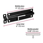 Pasador de barril 6' de acero acabado negro, HERMEX 2