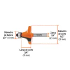 Broca para router, redondeado, 1-1/2' con balero, TRUPER 3