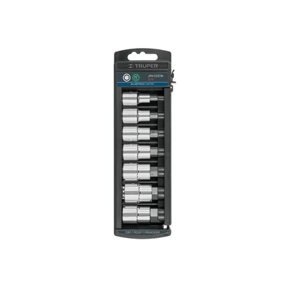 Juego de 7 dados cuadro 1/2' punta hexagonal mm, TRUPER