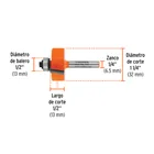 Broca para router, rebajado, 1-1/4' con balero, TRUPER 3