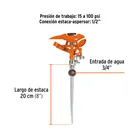 Aspersor metálico 11' una vía, estaca metálica, TRUPER 3
