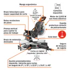 Sierra de inglete 12' telescópica compuesta de 2000W, TRUPER 7