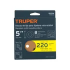 Paquete con 5 discos de lija 5' grano 220, 8 perforaciones 4