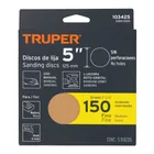 Paquete con 5 discos de lija 5' grano 150, ciegos, TRUPER 4