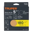 Paquete con 5 discos de lija 5' grano 180, ciegos, TRUPER 4