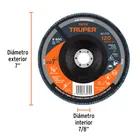Disco laminado 7', grano 120 centro 7/8', fibra, TRUPER 3