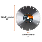 Disco de diamante de 14' x 2.8 mm, corte asfalto y concreto 2