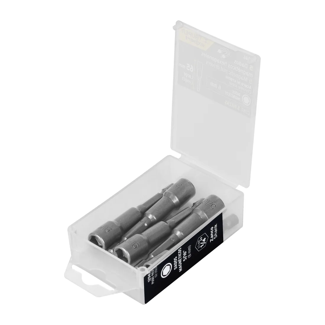 Estuche con 5 dados magnéticos de 6 mm largo 2-1/2', EXPERT