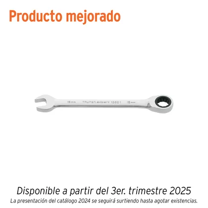 Llave combinada con matraca 16 mm x 202 mm largo, EXPERT