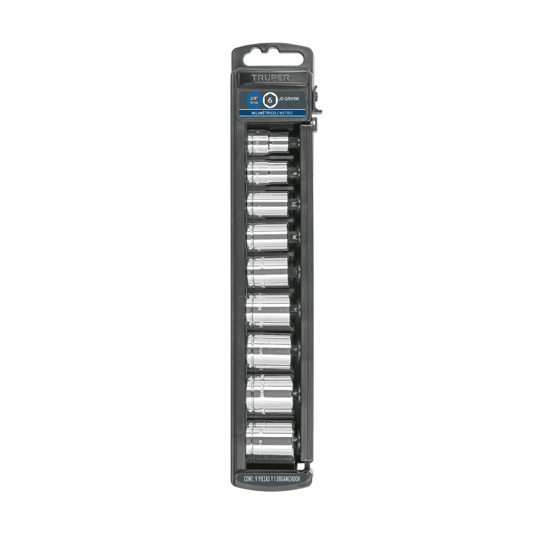 Juego de 9 dados cuadro 3/8' mm, TRUPER