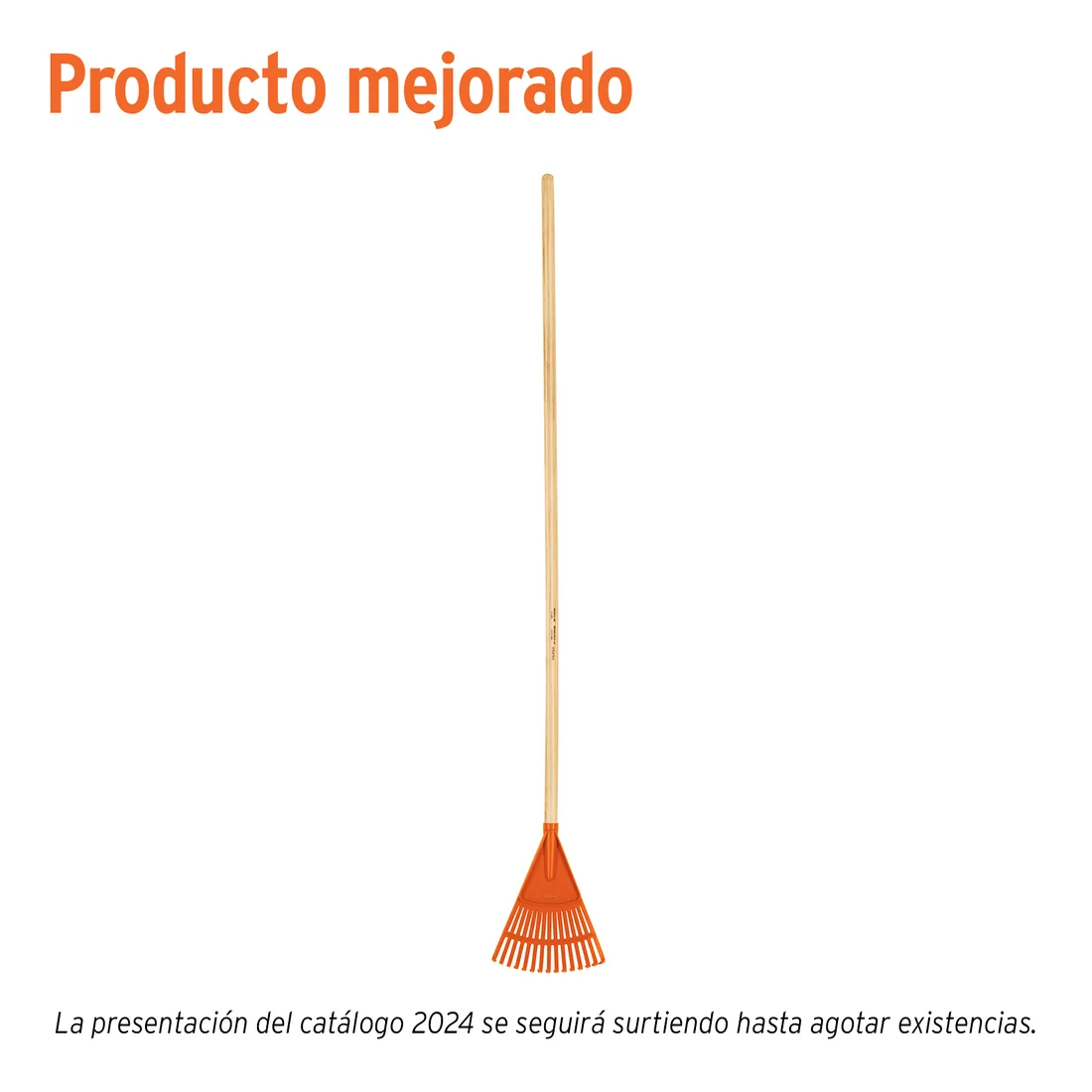 Escoba plástica para jardín, rígida, 15 dientes, mango 48'