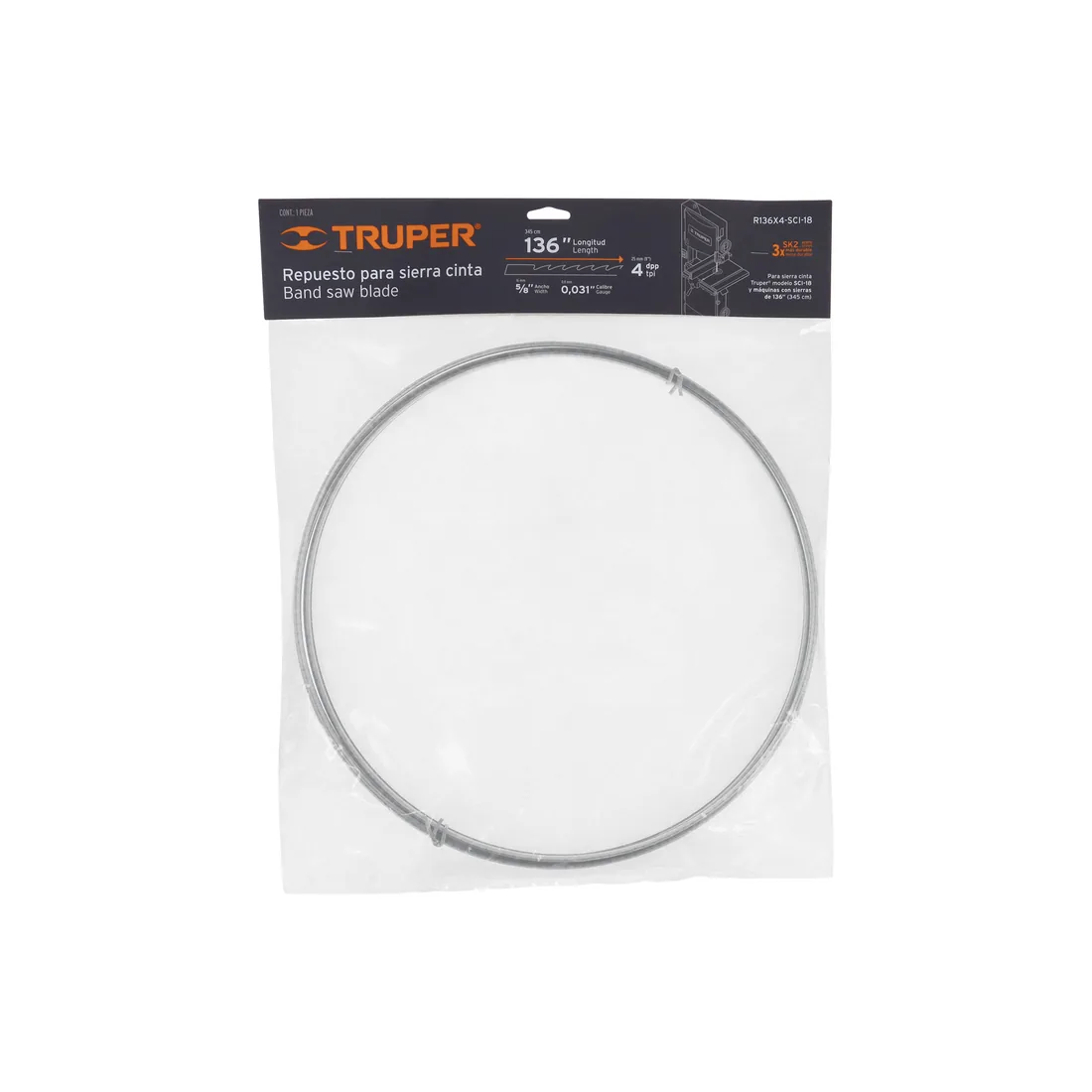 Repuesto sierra 136' x 4 dpp, para sierra cinta SCI-18