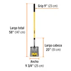 Pala cuadrada Tru Pro, mango largo de fibra de vidrio 48' 3