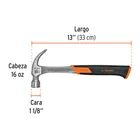 Martillo forjado 16 oz uña curva, mango con neopreno, EXPERT 2