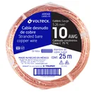 Metro de cable desnudo de cobre calibre 10 AWG, rollo 25 m 3