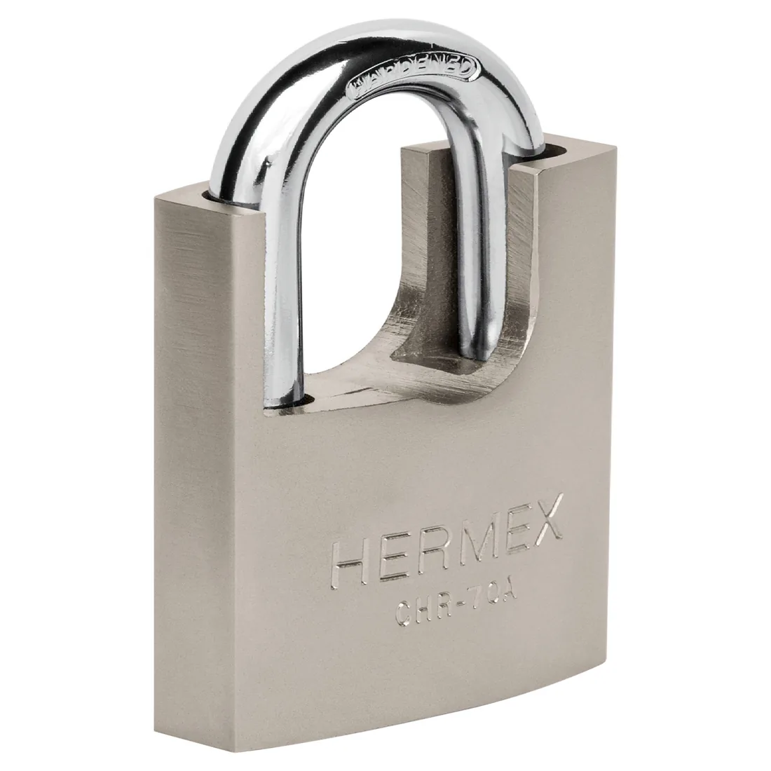 Candado de hierro 70 mm con coraza, llave de disco, HERMEX