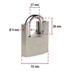 Candado de hierro 70 mm con coraza, llave de disco, HERMEX 4