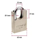 Candado de acero 60 mm con coraza, llave de disco, HERMEX 5