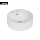 Lavabo de porcelana de sobreponer redondo, blanco, FOSET 1
