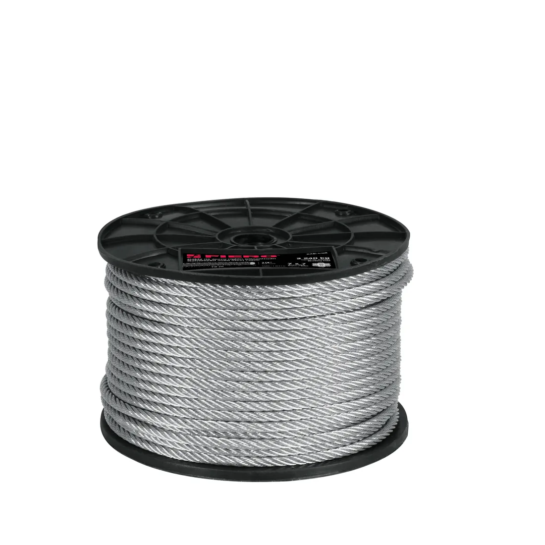 Metro de cable rígido 1/4' de acero 7x7 hilos, 75 m, FIERO