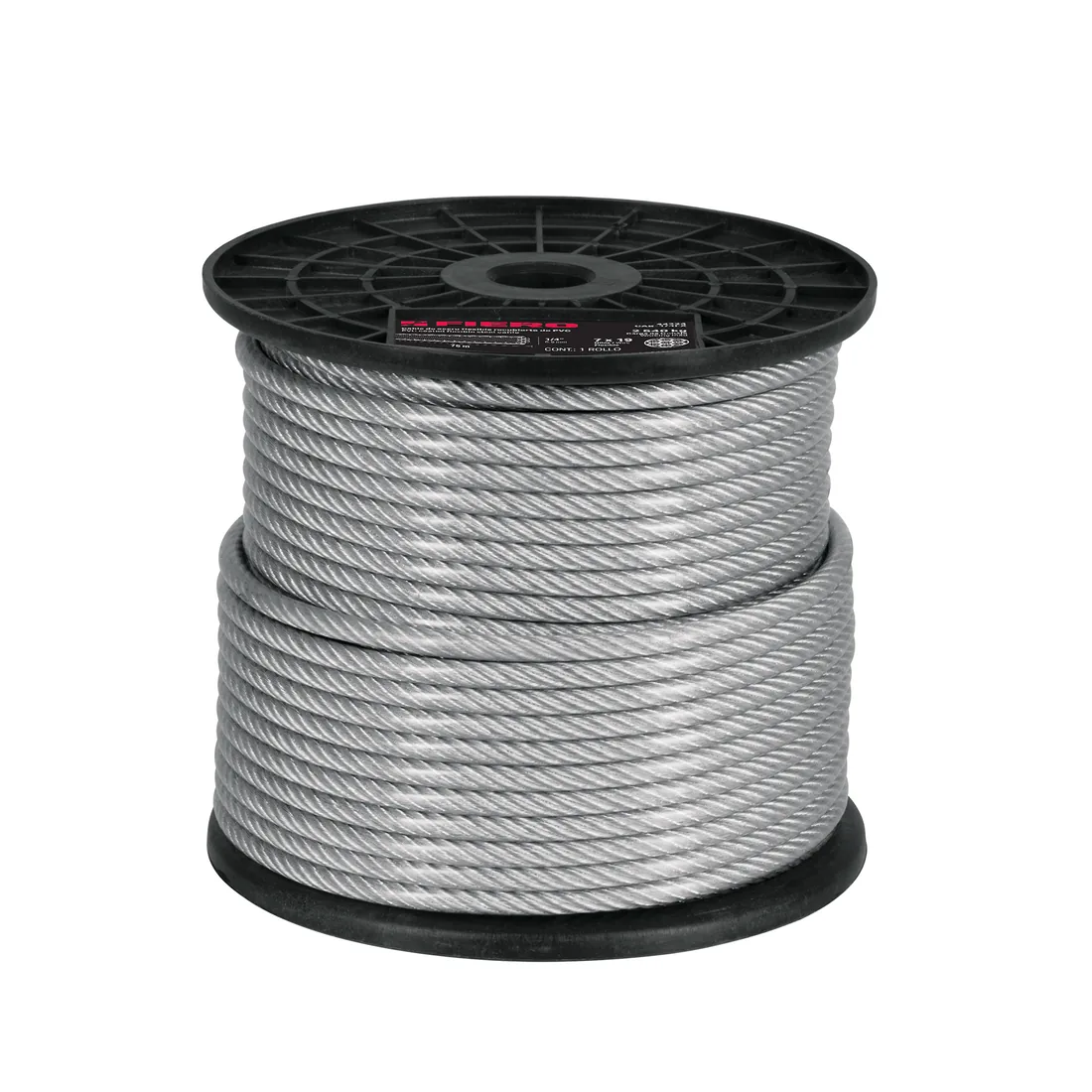 Metro cable flexible 3/16' acero 7x19 recubierto PVC, 75 m