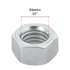 Bolsa con 50 tuercas 1/2' hexagonales de acero galvanizado 3