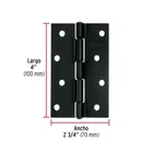 Bisagra rectangular 4 x 2-3/4', acero negro mate, HERMEX 3