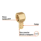 Codo estufa a 90° de latón con espiga de 3/8', FOSET 2