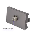 Toma de televisión acero inox de 1.5 módulos, línea Lisboa 2