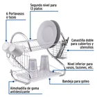 Escurridor de acero cromado con 2 niveles para trastes 2