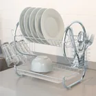 Escurridor de acero cromado con 2 niveles para trastes 4