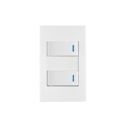 Placa armada 2 interruptores 1de 3vías,1 mod,Española,blanco