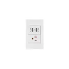 Placa armada 1contacto, 2puertos USB, 1.5mod,Española,blanco 1