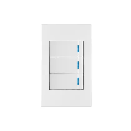 Placa armada 3 interruptores 1de 3vías,1 mod,Española,blanco
