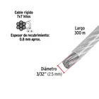 Metro de cable rígido 3/32' acero 7x7 recubierto PVC, 300 m 3
