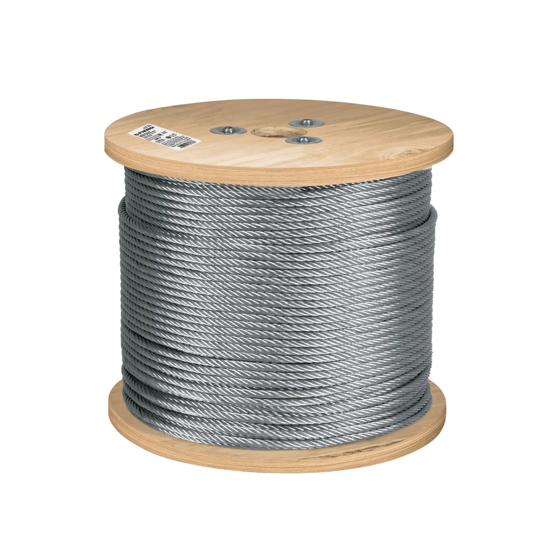 Metro de cable rígido 1/4' acero 7x7 recubierto PVC, 300 m